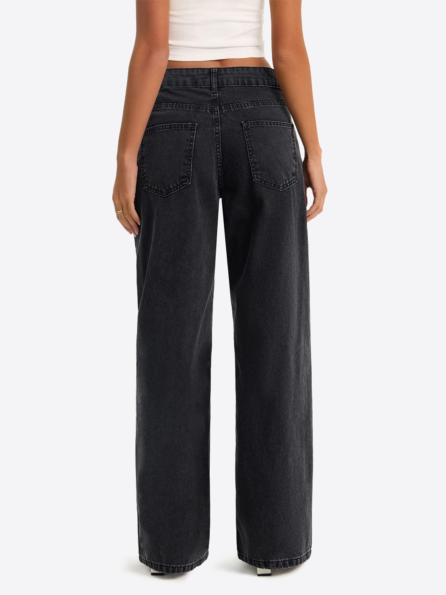 Imily Bela Boyfriend-Jeans Damen Low-Waist Wide Leg Jeans aus Baumwolle Den günstig online kaufen