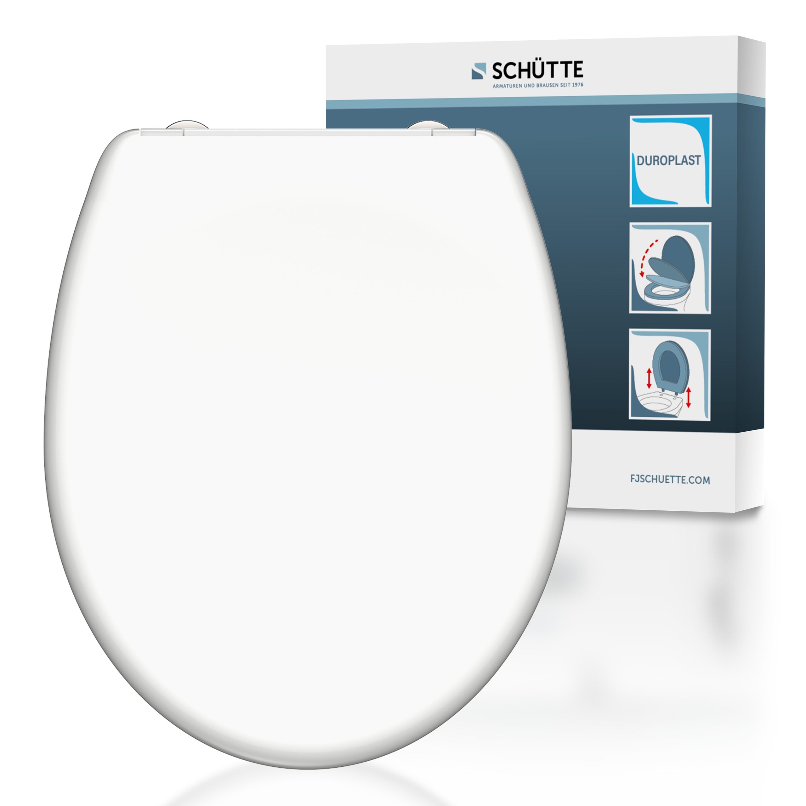 Schütte WC-Sitz WHITE, Toilettendeckel, Absenkautomatik, Schnellverschluss, O-Form, bis 175kg