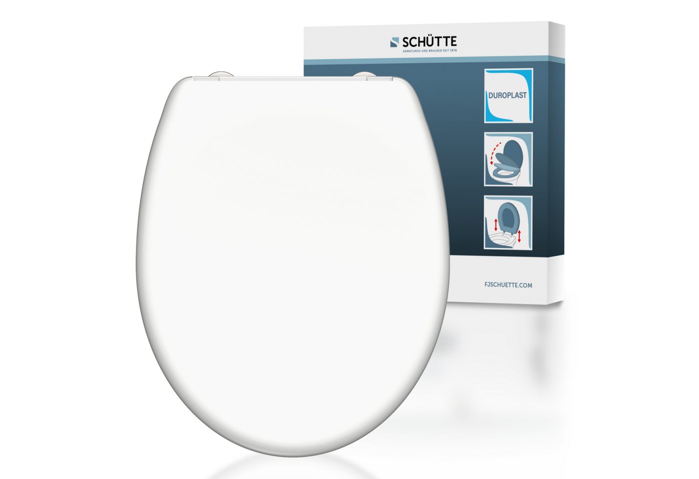 Schütte WC-Sitz WHITE, Toilettendeckel, Absenkautomatik, Schnellverschluss, O-Form, bis 175kg