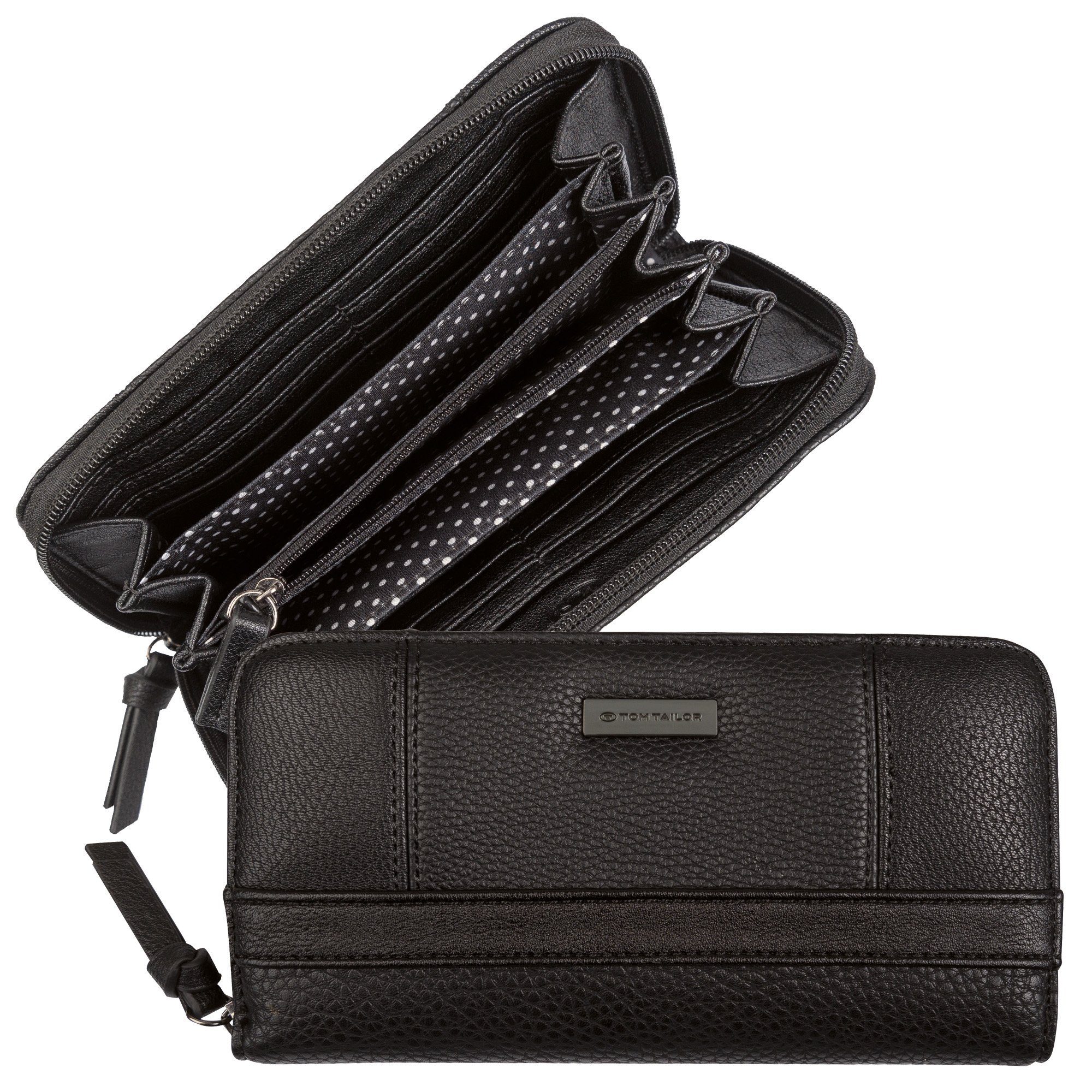 TOM TAILOR Geldbörse Juna, aus soft genarbtem ledrigen Material mit glänzenden Metall-Accessoires