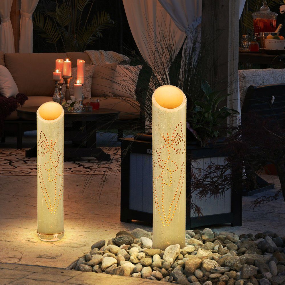 LED Solarleuchte, Solarlampe Garten Bambus Solarlampen für