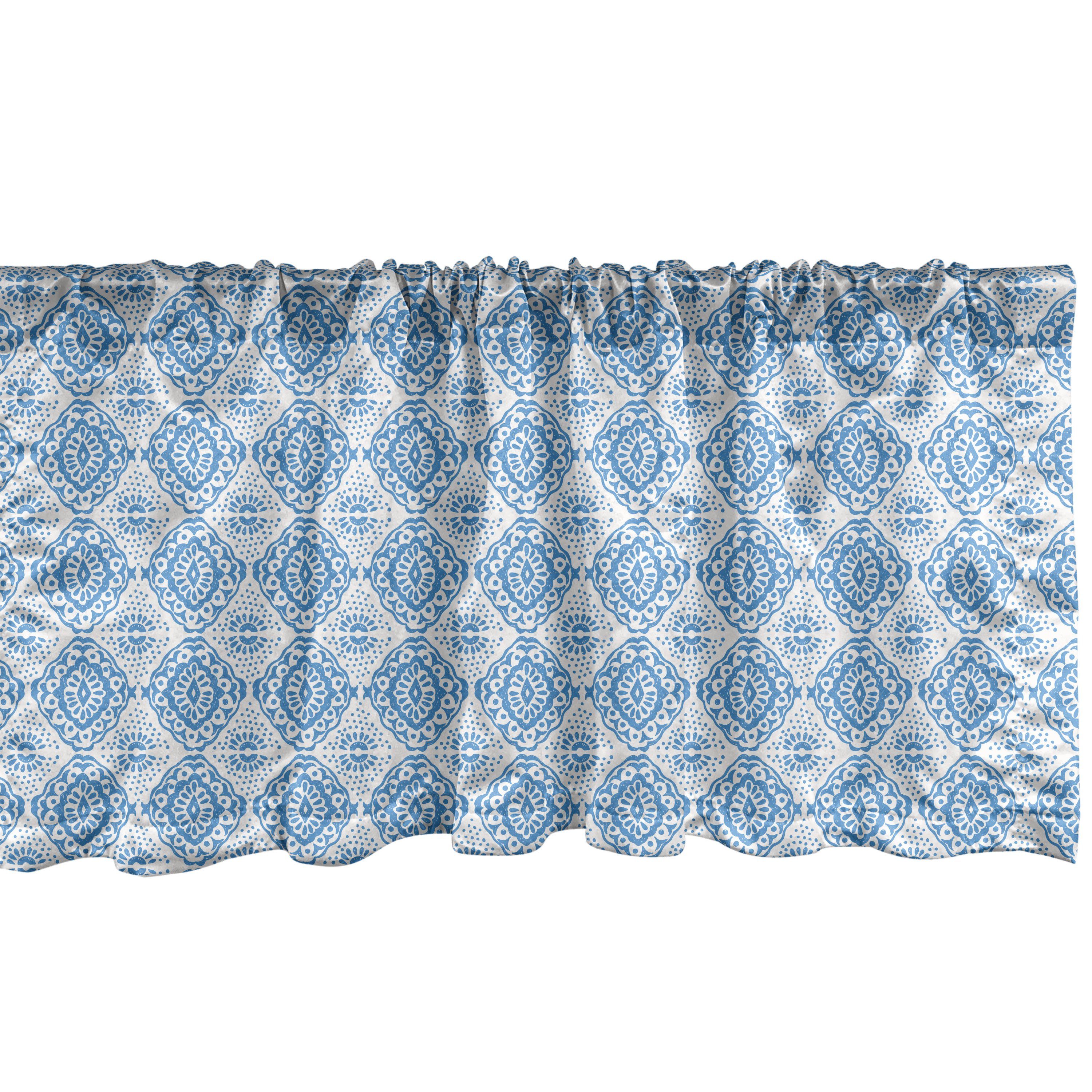 Scheibengardine Vorhang Volant für Küche Schlafzimmer Dekor mit Stangentasche, Abakuhaus, Microfaser, Ethnisch Blumenfliese