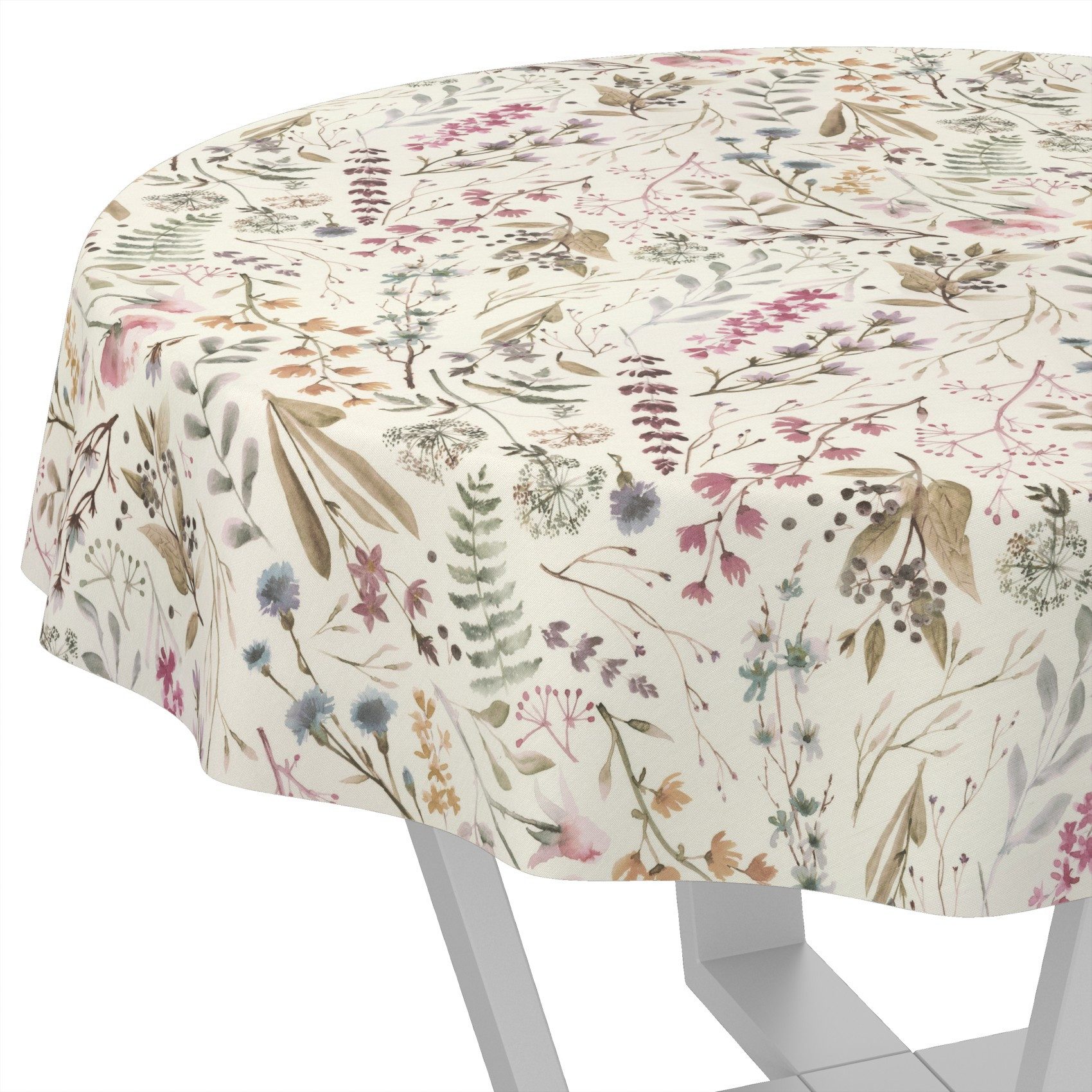 ANRO Tischdecke abwaschbar LANA Penelope-Blätter Tischwäsche Wachstuch 2.0 (Einzelstück 1-tlg), wasserabweisend Penelope-Blätter Mehrfarbig Rund 100cm