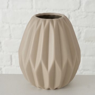 BOLTZE Tischvase Deko Vase 3er Set Gemometrisches Design aus Keramik Matt Beige&Weiß