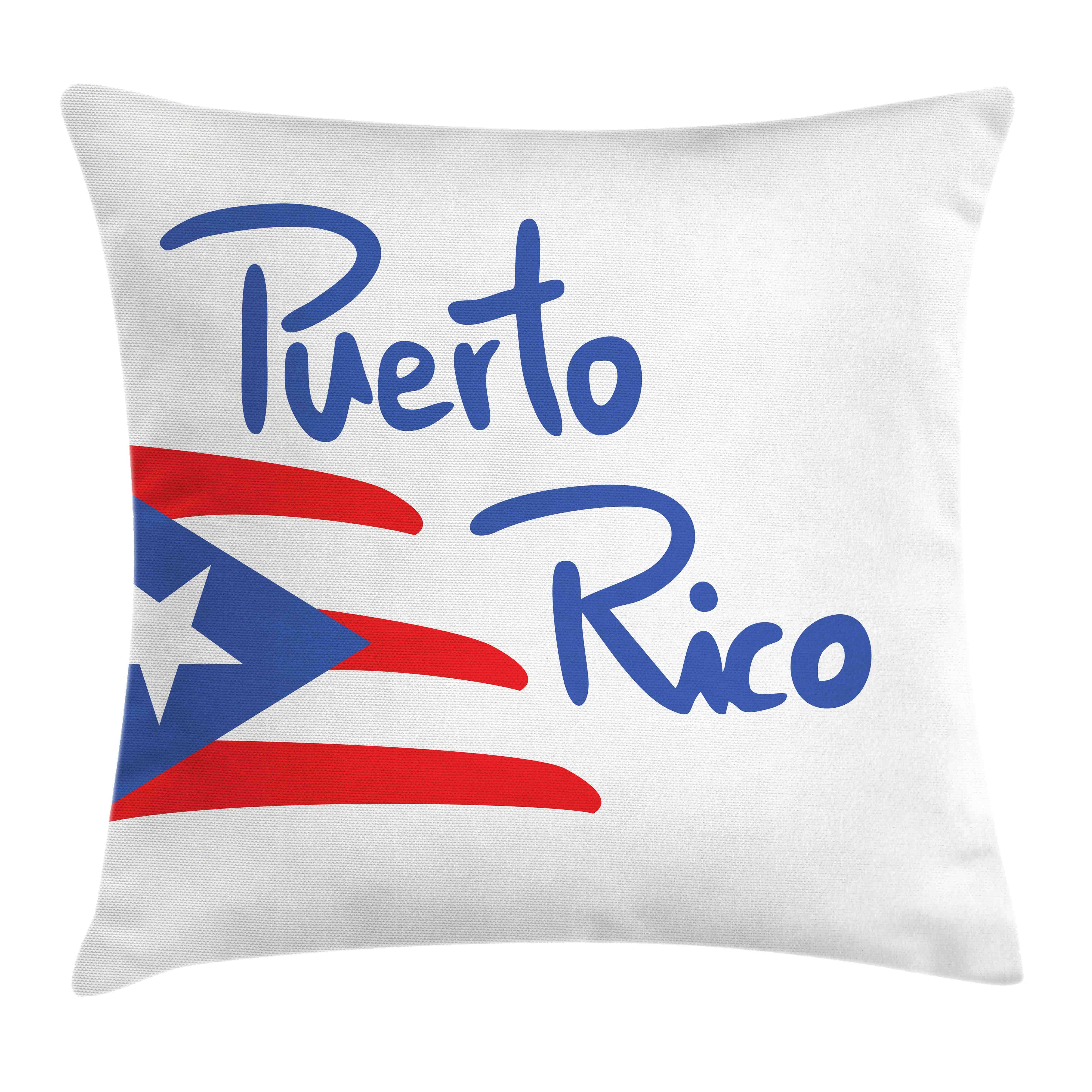Kissenbezüge Waschbar mit Reißverschluss Kissenhülle mit Farbfesten Klaren Farben Beidseitiger Druck, Abakuhaus (1 Stück), Puerto Rico Handgezeichnete Beschriftung