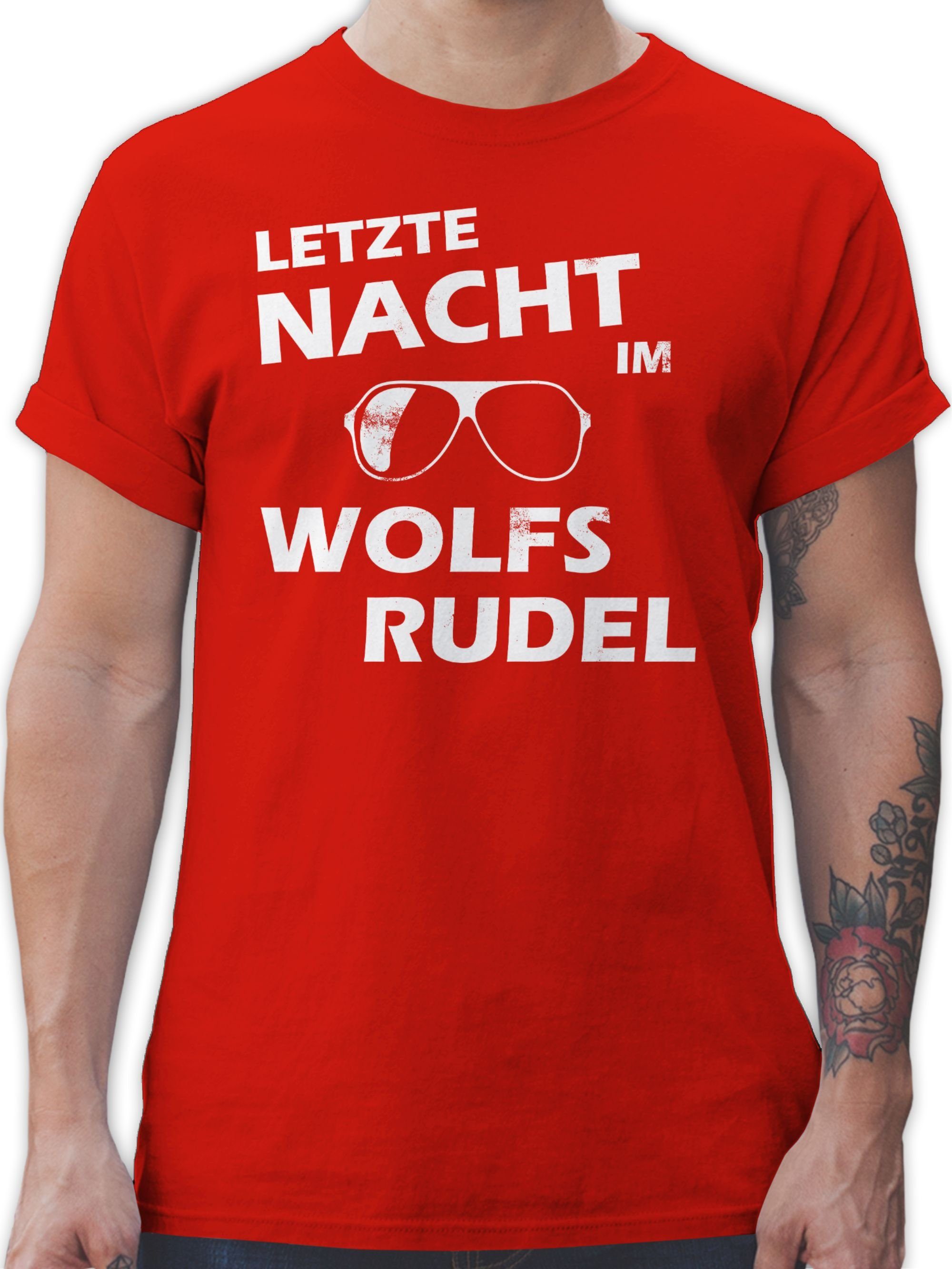 Shirtracer T-Shirt Letzte Nacht im Wolfsrudel - Hangover JGA Männer 2 Rot