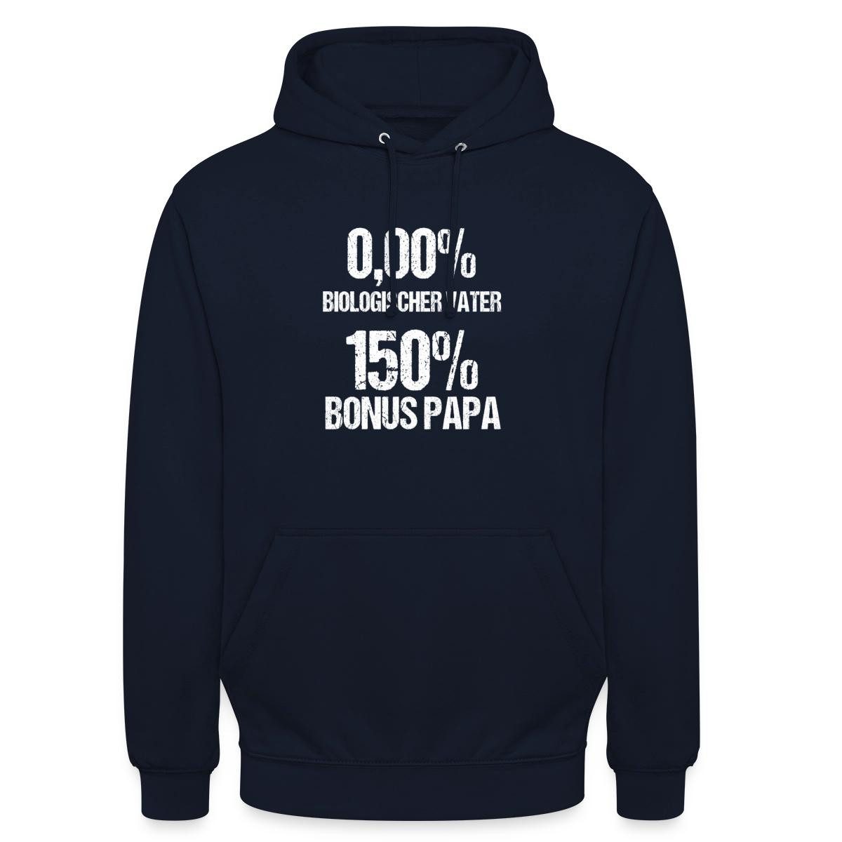 Spreadshirt Hoodie 150% Bonus Papa 0,00% Biologischer Vater Unisex Hoodie (1-tlg)