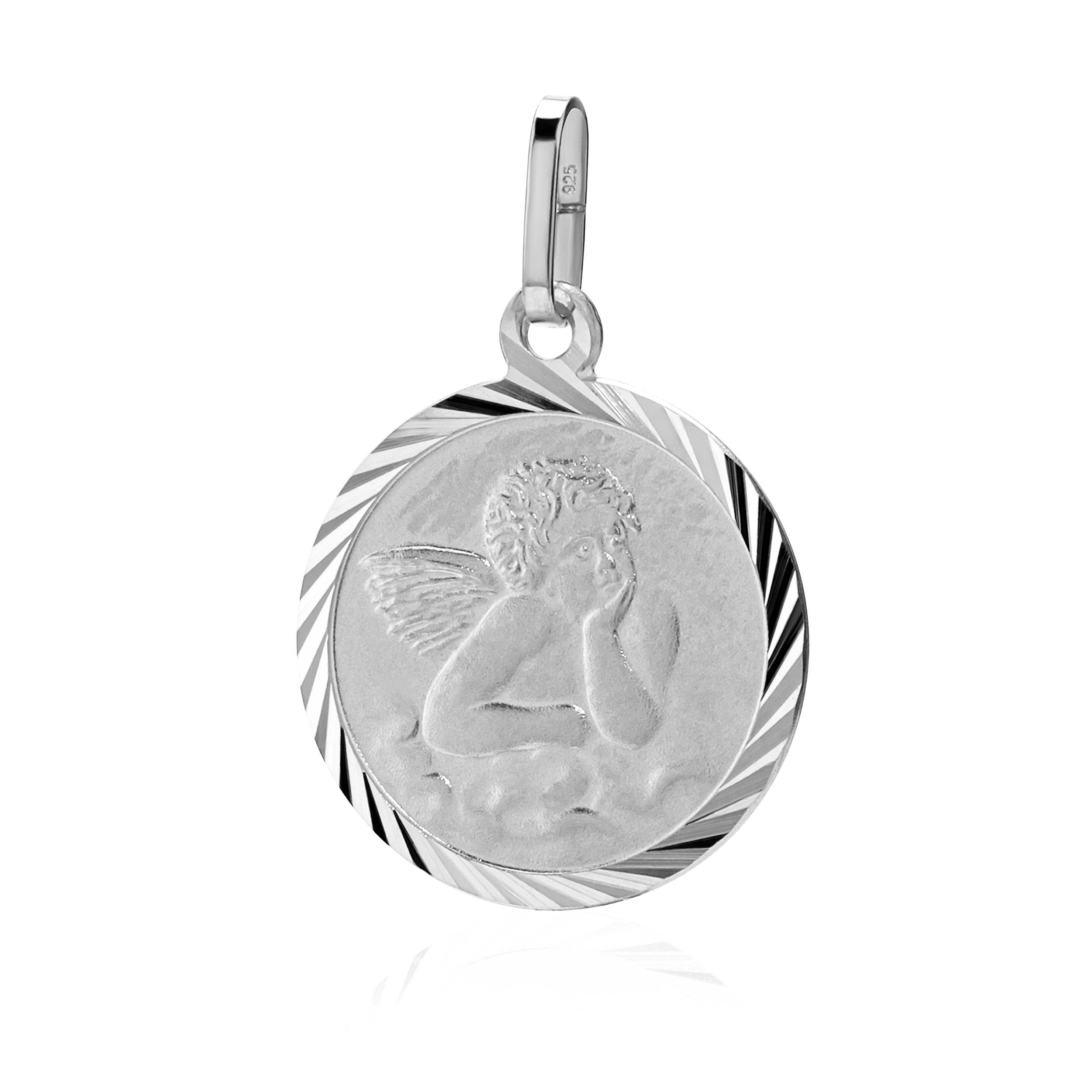 NKlaus Kettenanhänger Ketteanhänger Schutzengel 925 Silber diamantiert 14mm günstig online kaufen