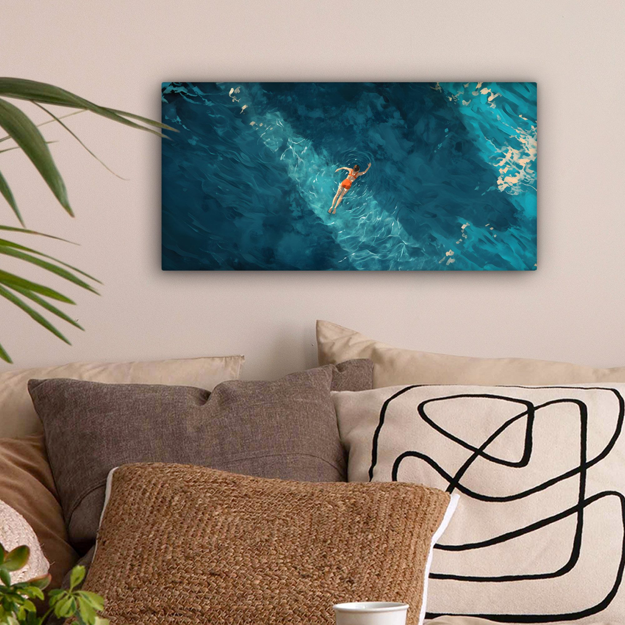 OneMillionCanvasses® Leinwandbild Panorama Frau - Wasser günstig online kaufen