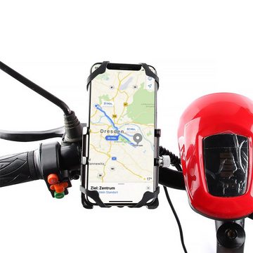 MidGard Motorrad Lenker Halterung für Handy, E-Bike, Scooter, Roller Halter Smartphone-Halterung, (bis 7.5 Zoll, mit USB-Ladebuchse für Handys von 3,5 bis 7,5 Zoll)