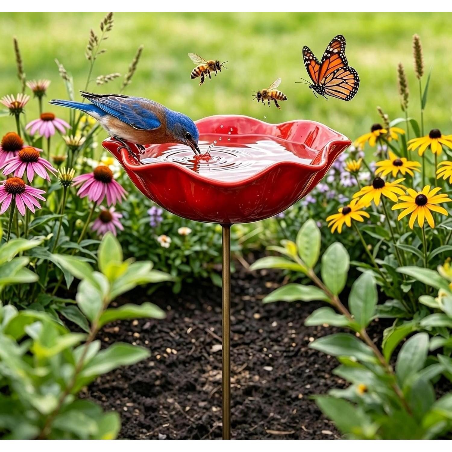 LuxusKollektion Vogeltränke Vogeltränke Blume Metall Garten