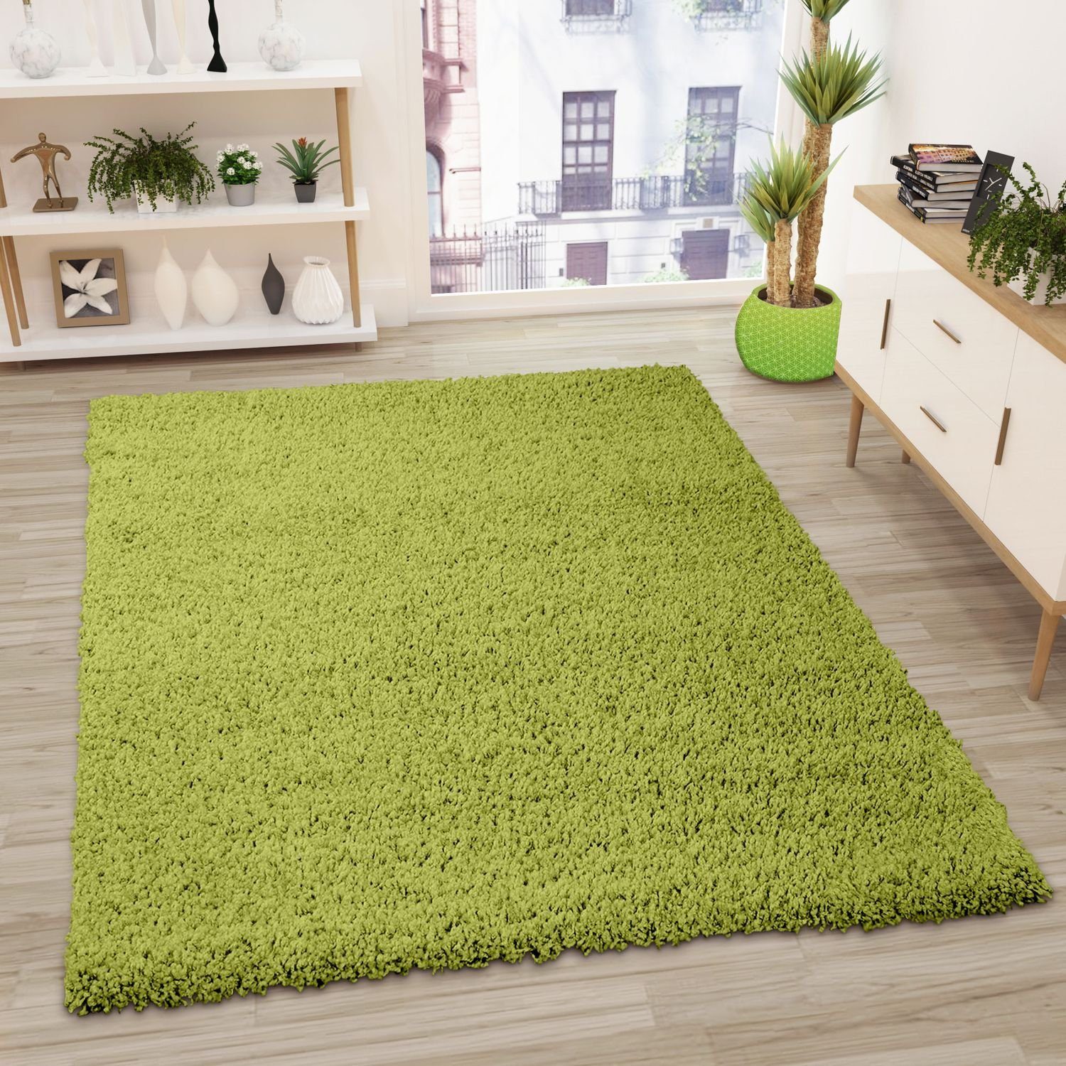 Vimoda Hochflor-Teppich Teppich Shaggy langflor Grün, günstig online kaufen