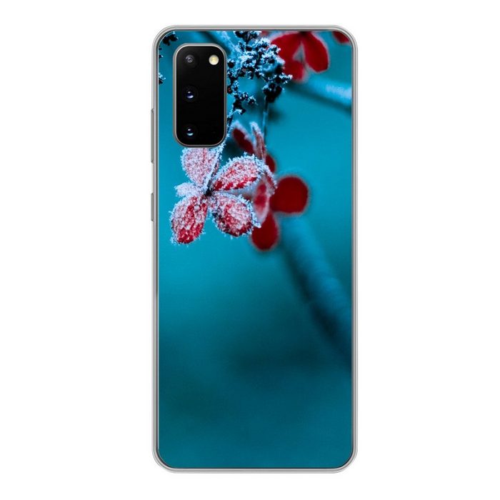 MuchoWow Handyhülle Rot - Blume - Schneeregen Phone Case Handyhülle Samsung Galaxy S20 Silikon Schutzhülle