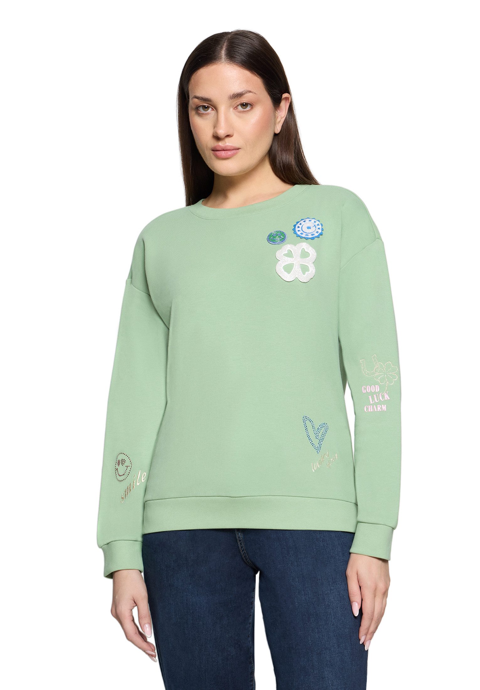 Cartoon Sweatshirt Damen mit Rippbündchen