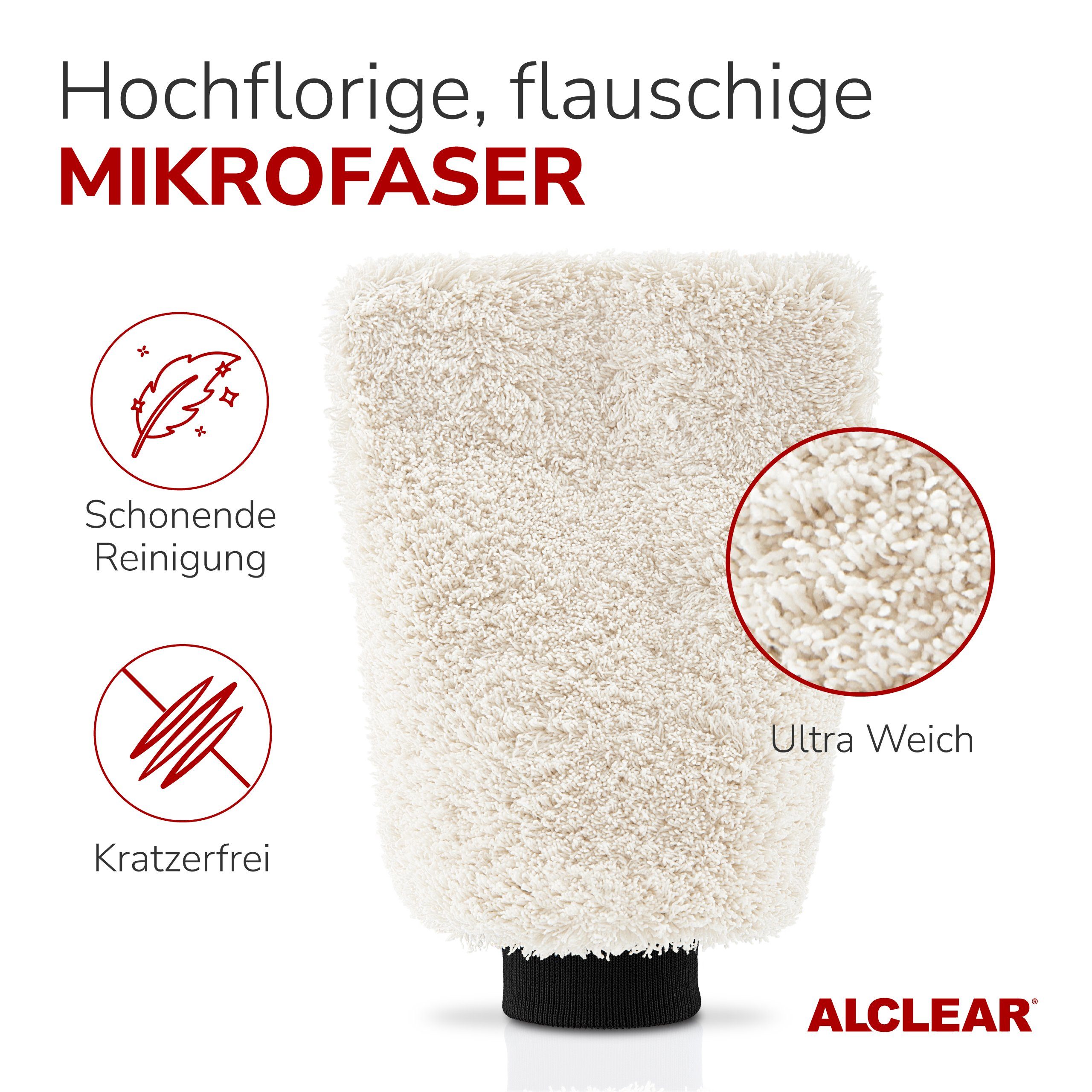 ALCLEAR 950013WH Ultraweicher Waschhandschuh, Mikrofasertuch Mikrofaser saugstark Auto