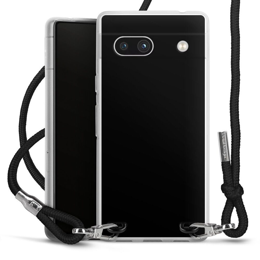 DeinDesign Handyhülle einfarbig schwarz Farbe Schwarz, Google Pixel 7a Handykette Hülle mit Band Case zum Umhängen