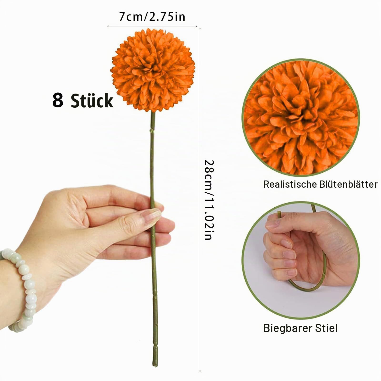 Kunstblume 8 Stück Kunstblumen Künstliche Blumen Deko für Hochzeits Vase, FOUORTUNATE-BEE – Bild 2 von 5
