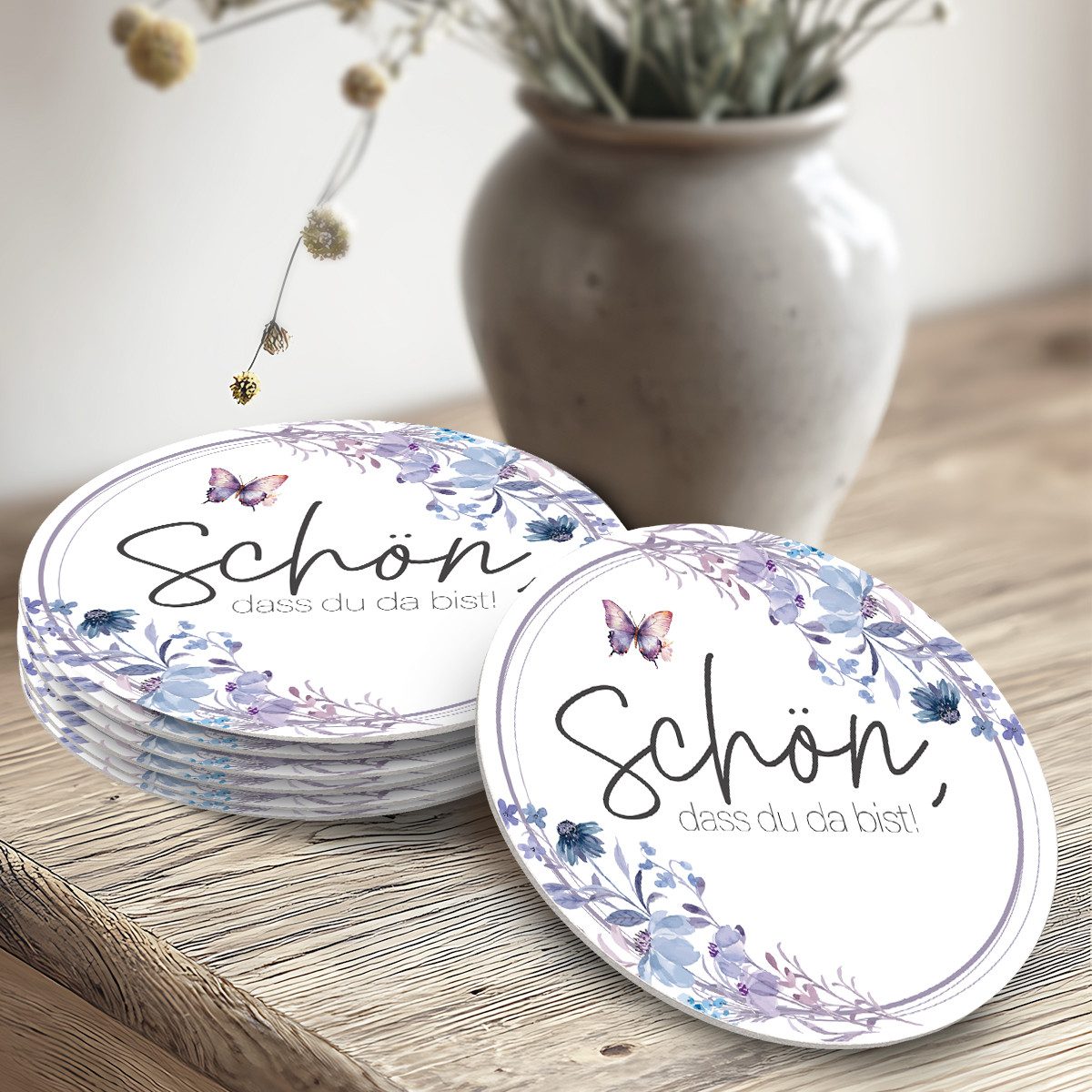 Funke & Brand Каботажное судно 50x Schön, dass du da bist Каботажное судно Fliederblau Schmetterling