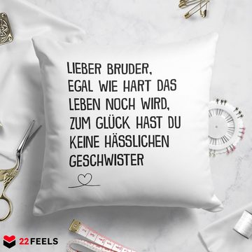 22Feels Dekokissen Bruder Geschenk Geburtstag Weihnachten Geschwister Deko Männer Jungs, Deko mit Persönlichkeit