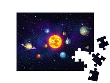 puzzleYOU Puzzle Buntes Sonnensystem mit neun Planeten, 48 Puzzleteile, puzzleYOU-Kollektionen Astronomie