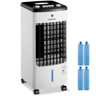 monzana Turmventilator, Luftkühler 4in1 mobil 60W 330m³/h Oszillation 3,5L inkl. 4 Kühlakkus