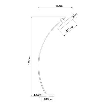 lux.pro Stehlampe, »Stafford« Bogenleuchte 159cm hoch 1xE27 Grau