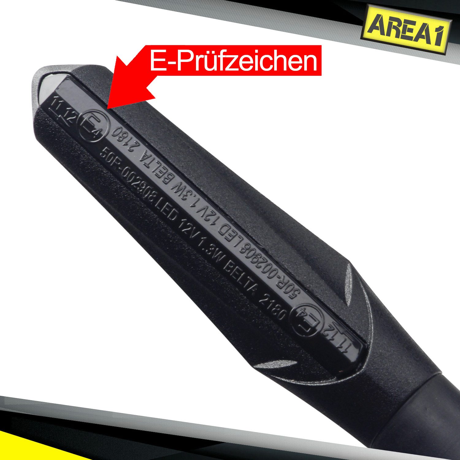 Area1 Blinker Motorrad LED Blinker e-geprüft schwarz, Lauflicht-Effekt, M8 Set (2), Lauflicht