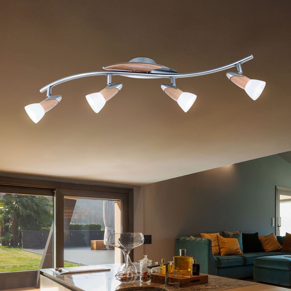 etc-shop LED Glas Lampe Leuchte Strahler Spot Leuchtmittel Holz Zimmer Warmweiß, inklusive, Wohn Decken Deckenspot