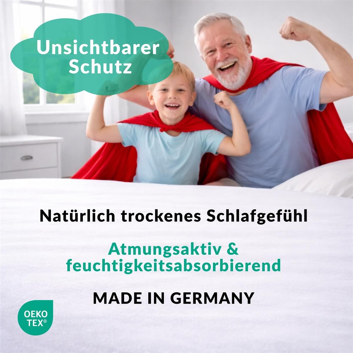 Matratzenauflage Matratzenschoner Molton Baumwolle kochfest saugfähig Spannauflage Carpe Sonno, OEKO-TEX Matratzenschutz - MADE IN GERMANY - 80 x 200 cm