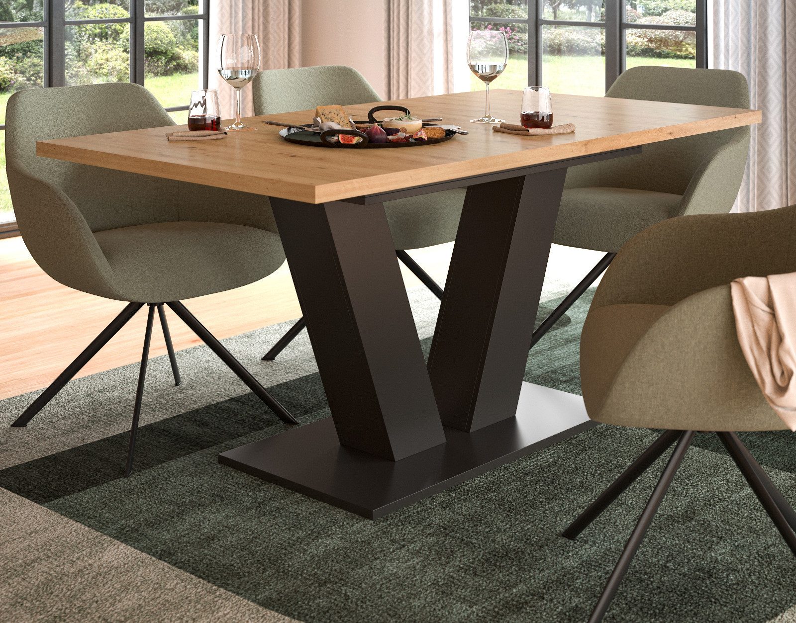 Inn.Furn Esstisch Home-X (Küchentisch in Artisan Eiche und grau, ausziehbar günstig online kaufen