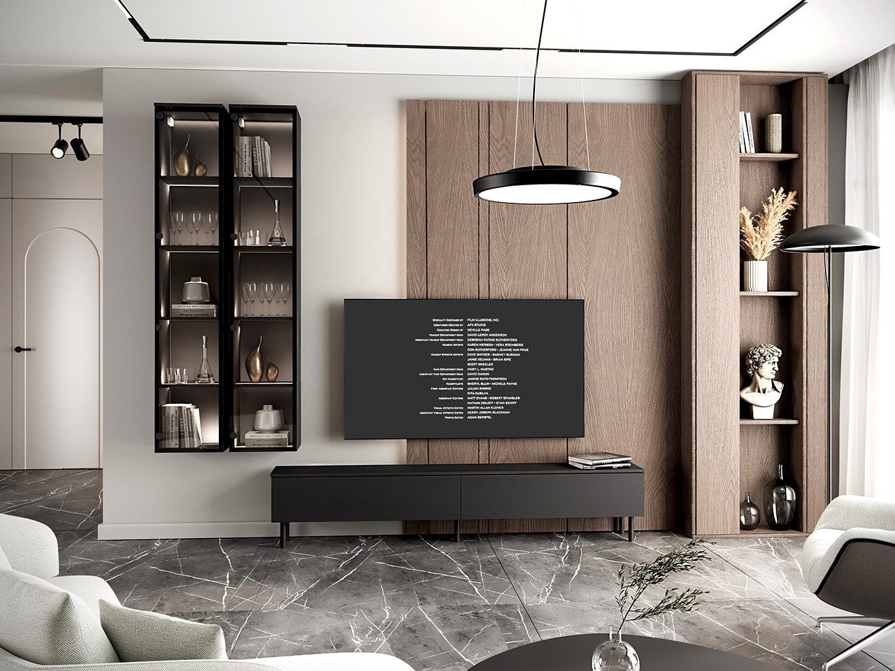 MOEBLINE Hängevitrine Vitrinenschrank FIVO 03 Schwarz