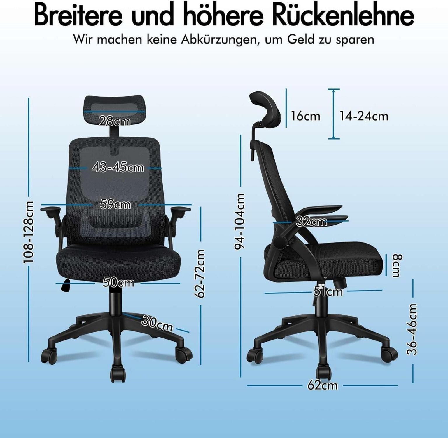 LuxusKollektion Schreibtischstuhl Ergonomischer Bürostuhl mit Lendenstütze, günstig online kaufen