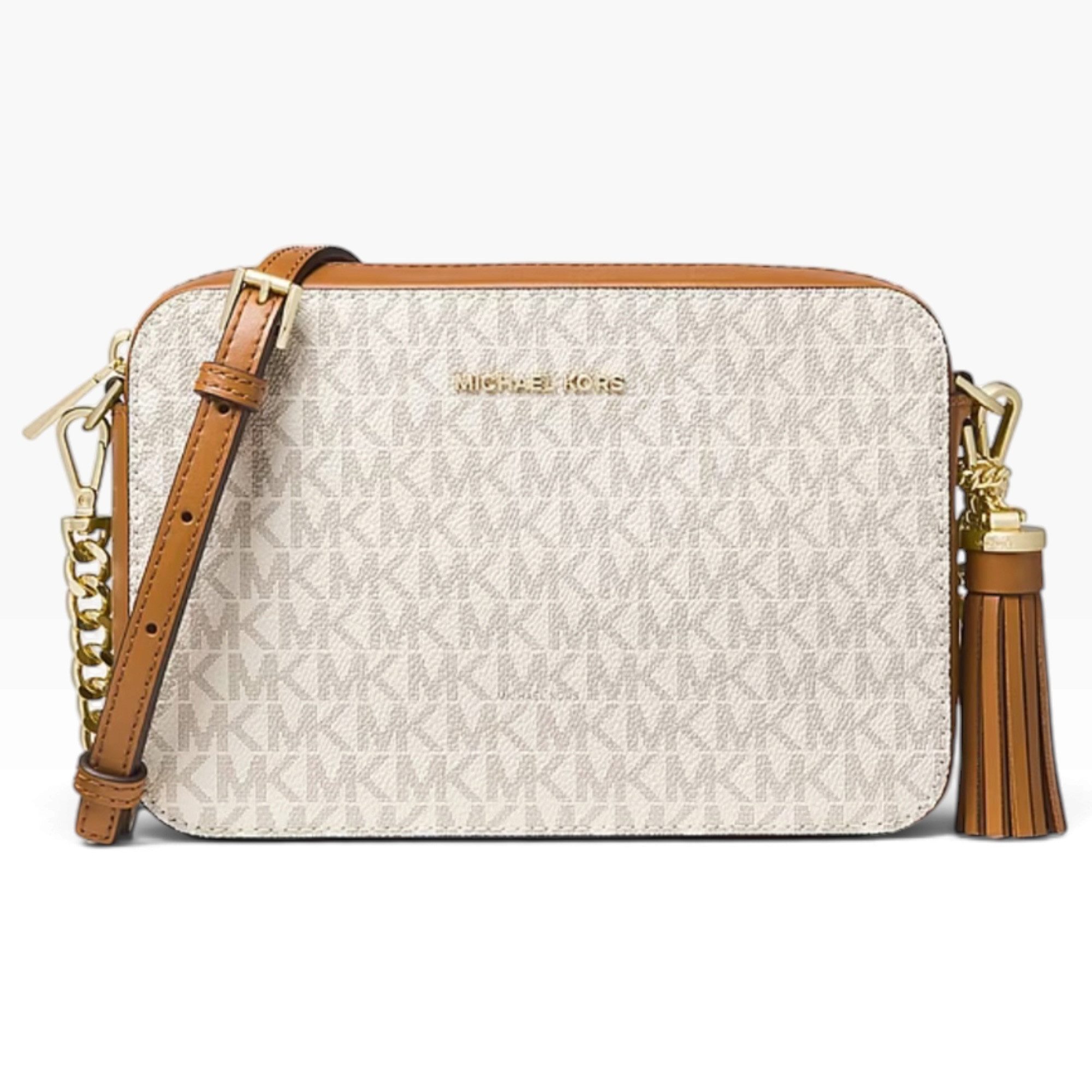 MICHAEL KORS Umhängetasche Michael Kors Umhängetasche Ginny Medium mit Quaste Vanille, Kettendetails und große Quaste
