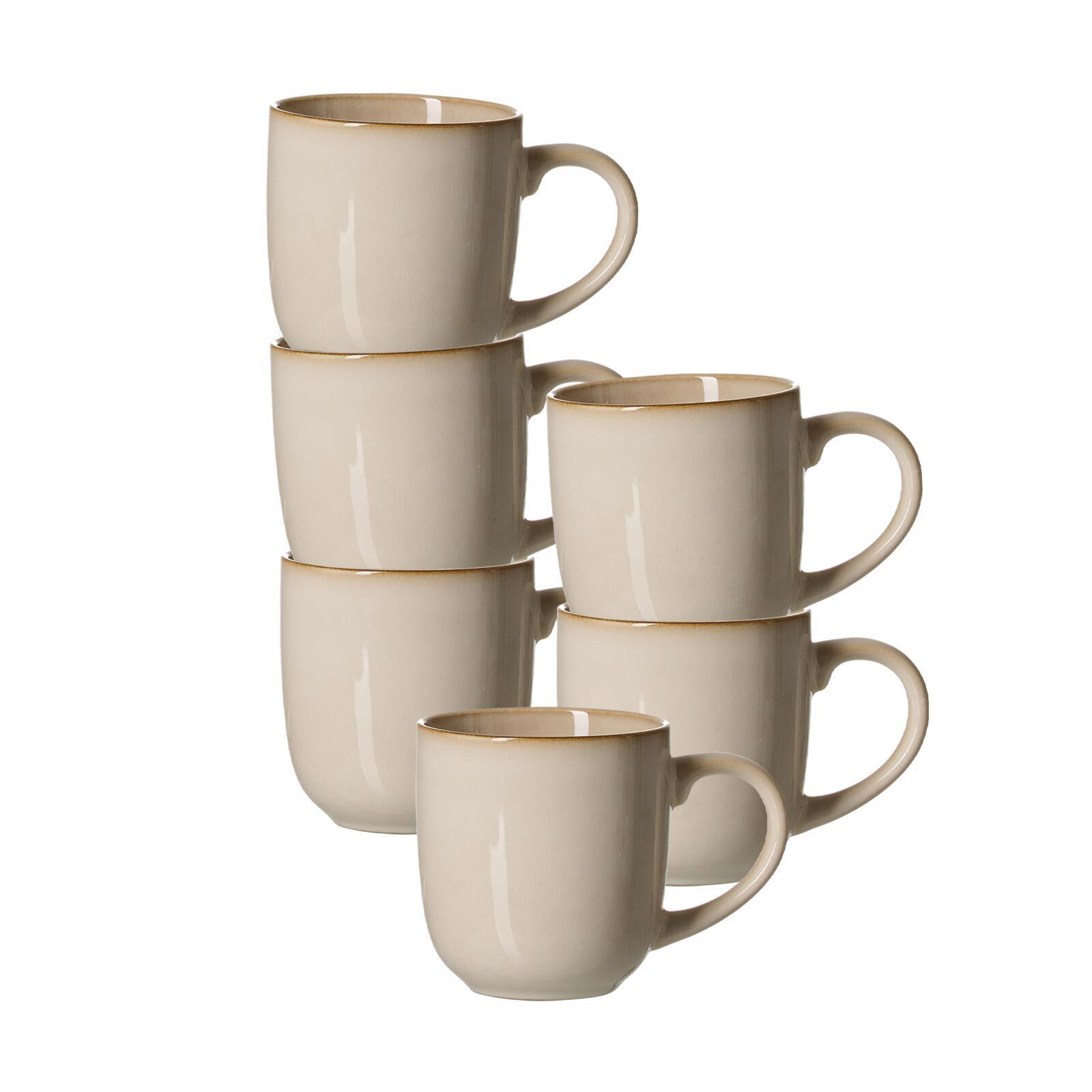 Ritzenhoff & Breker Becher Olivia Kaffeebecher 410 ml 6er Set, 6-tlg., Steingut