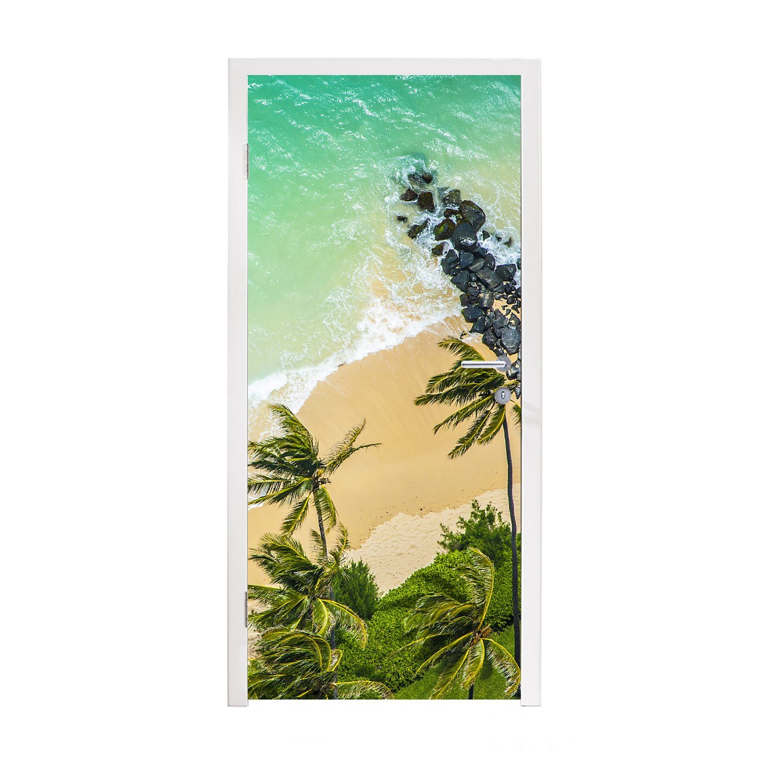 MuchoWow Türtapete Strand auf Maui aus der Vogelperspektive, Matt, bedruckt, (1 St), Fototapete für Tür, Türaufkleber, 75x205 cm
