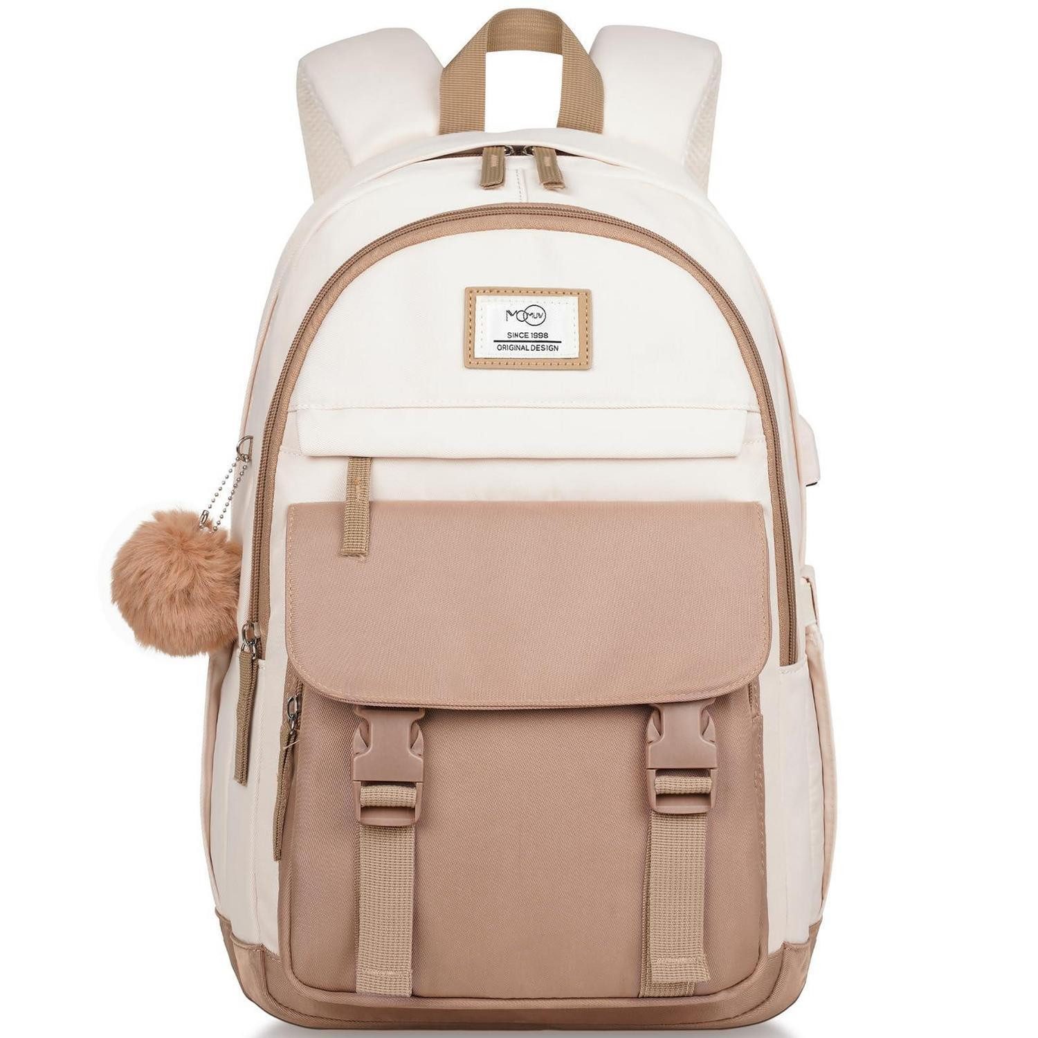 LuxusKollektion Schulrucksack Rucksack Teenager/Frauen Beige Khaki 17.3Zoll