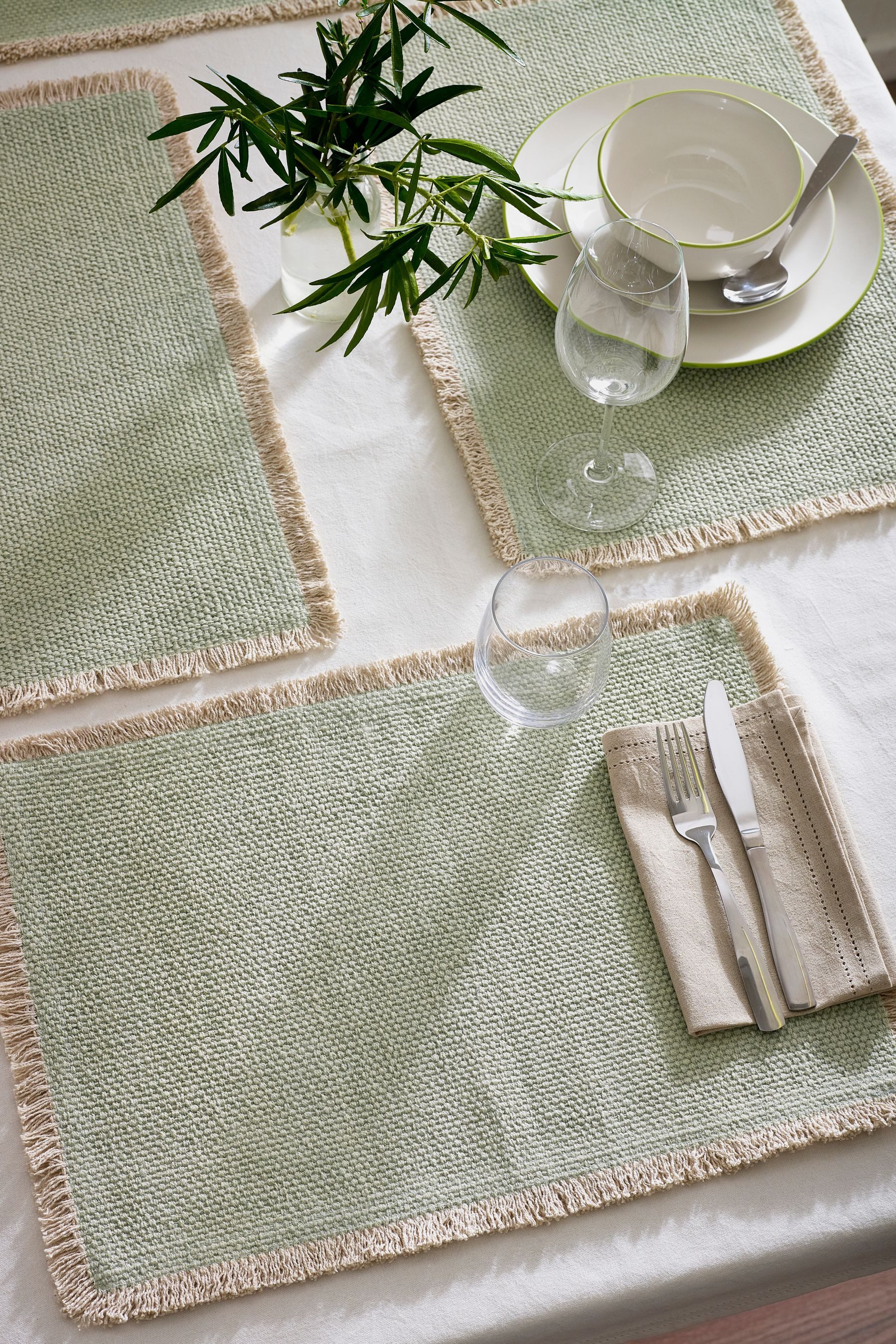 Next Platzset Geflochtene Platzsets mit Fransen, 4er-Set, (4-St)