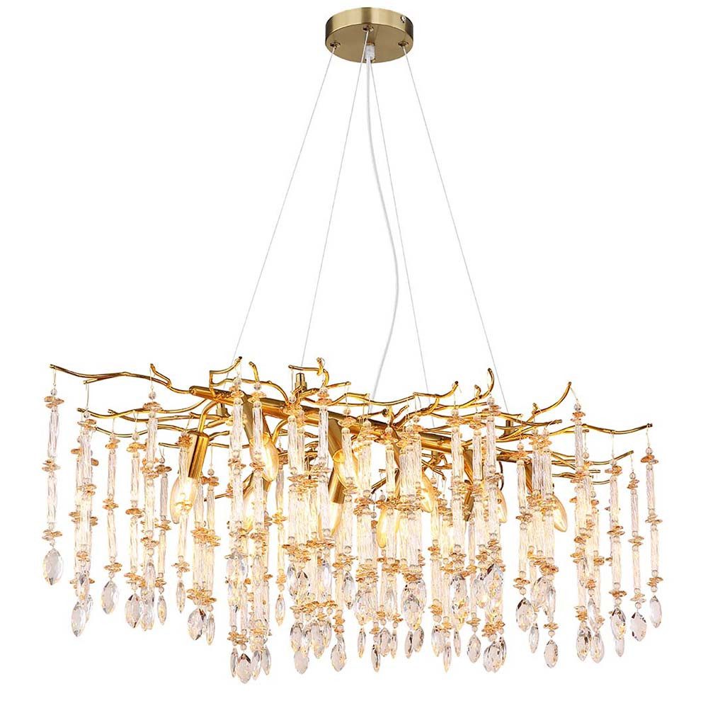 GLOBO LIGHTING Kronleuchter, Leuchtmittel nicht inklusive, Luster Kronleuchter Pendelleuchte Hängelampe gold Glaskristalle klar