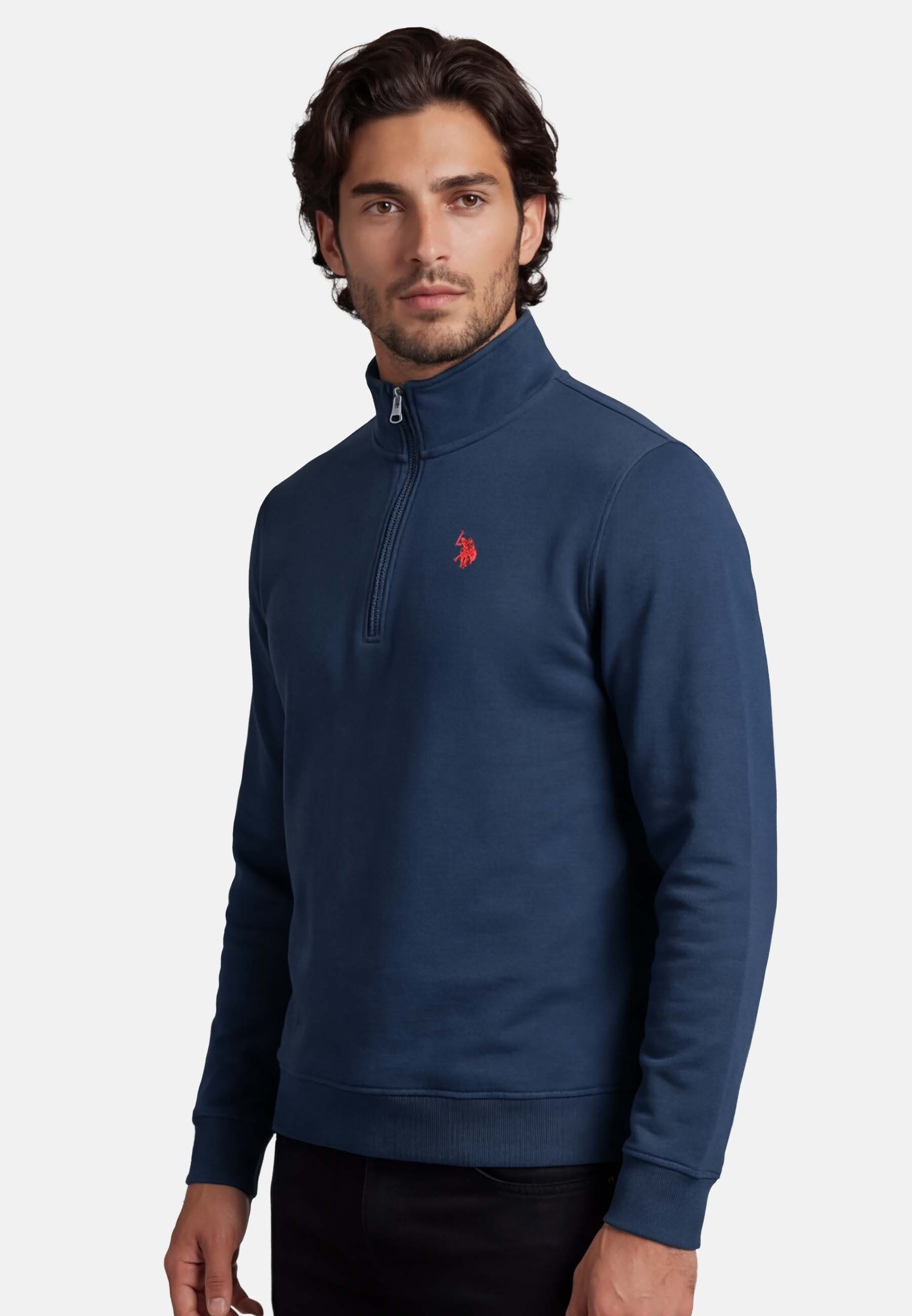 U.S. Polo Assn. Stehkragenpullover USJaaspa – Herren Sweatshirt mit Rundhalsausschnitt Baumwoll-Viskose-Mix, weich, atmungsaktiv und mit Logo-Stickerei