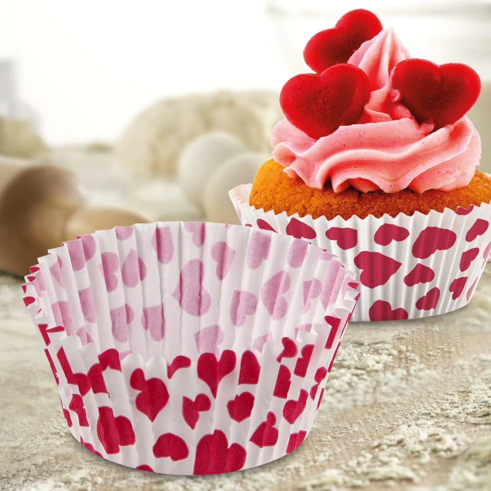 Zenker Backblech Zenker Muffinförmchen Papier Herz 50 Stück, PP