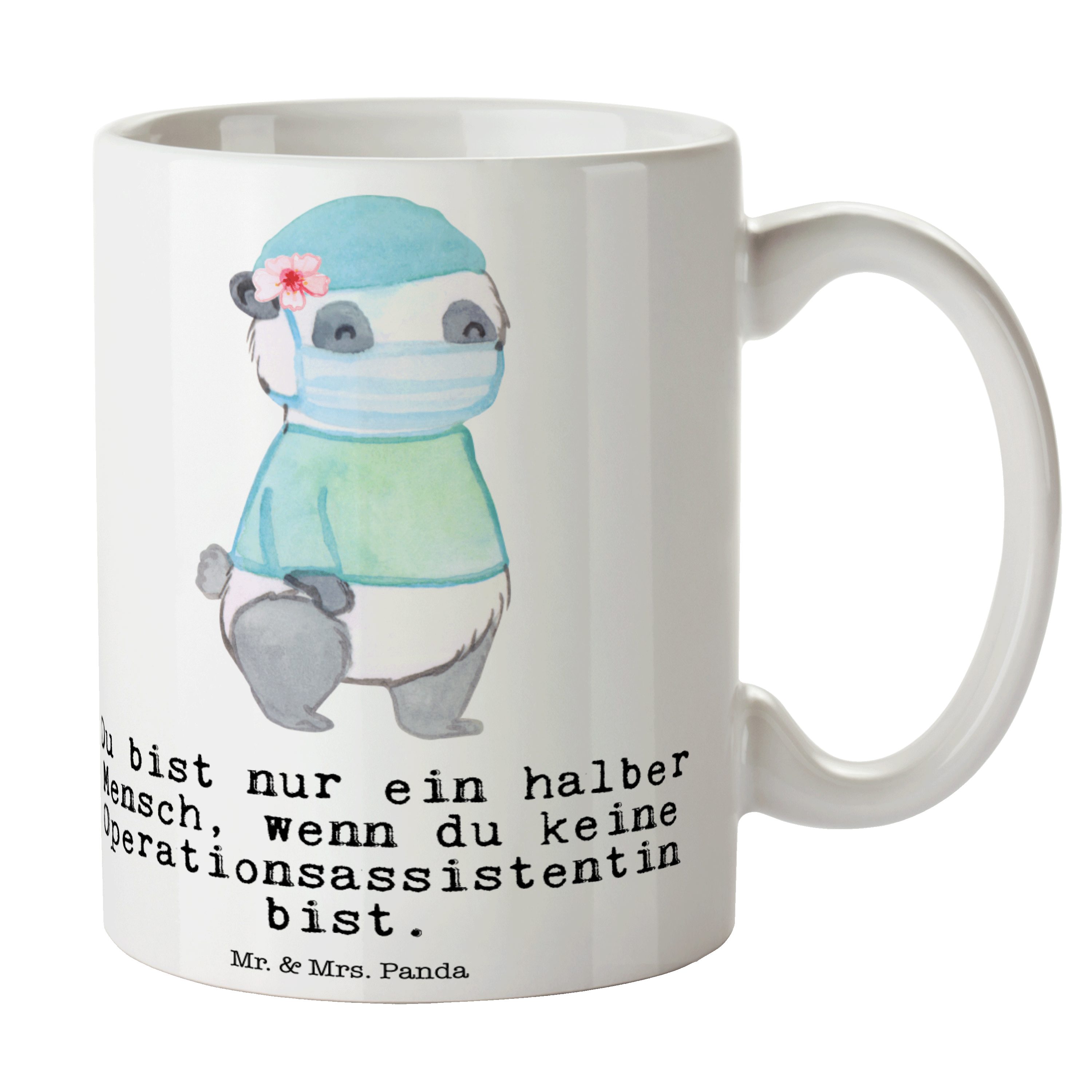 Tasse - Weiß Herz mit - Ausbildung, Mr. Geschenk, Mrs. Operationsassistentin Keramik Panda Kaffeet, &