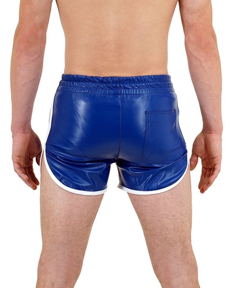 BOCKLE Lederhose Bockle® Quick Pants Faux BLUE Sexy blaue Kunstlederhose kurz CSD Gay Leder Shorts