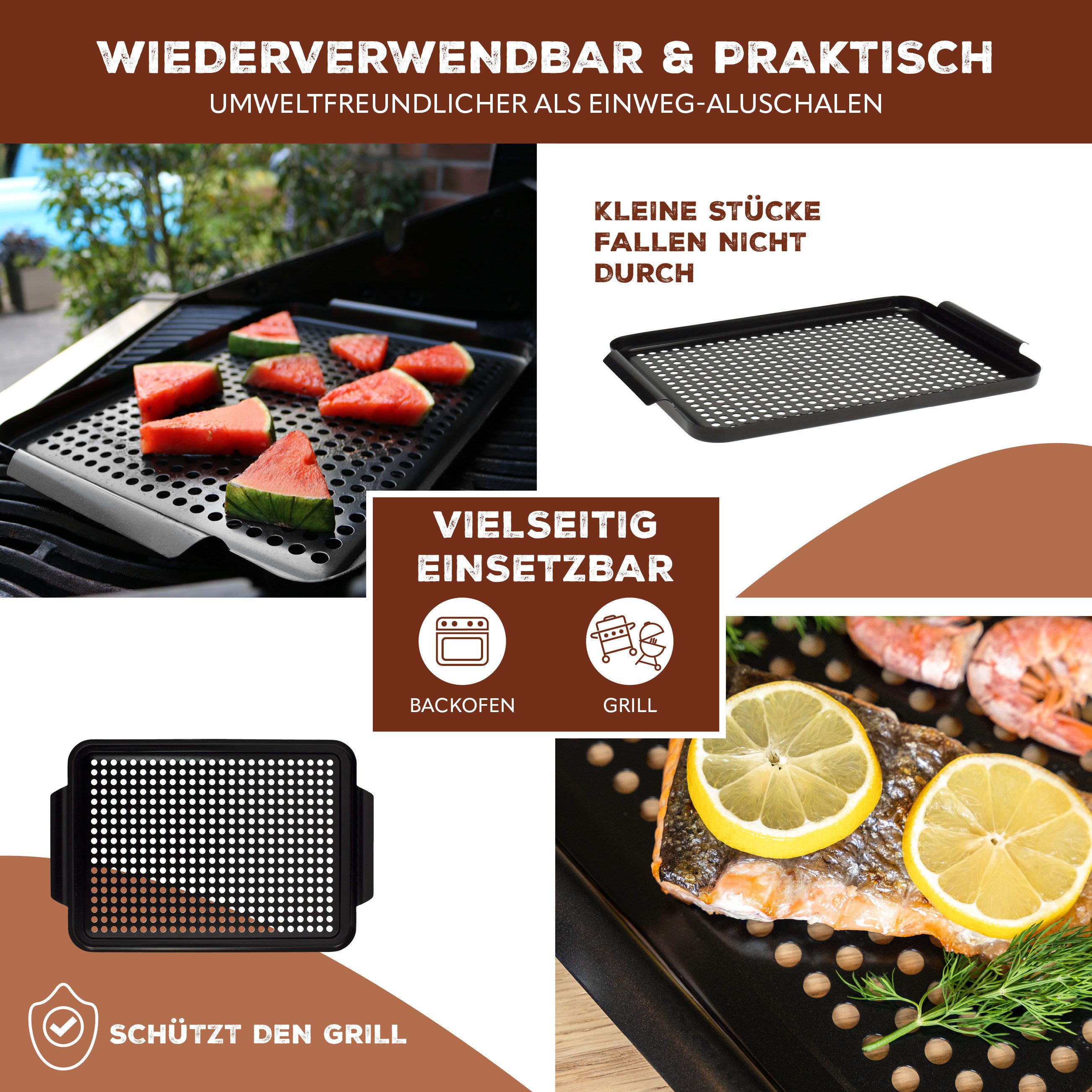 bremermann Grillplatte MAXI, Grillpfanne, antihaftbeschichtet (1-St), perforierte Oberfläche