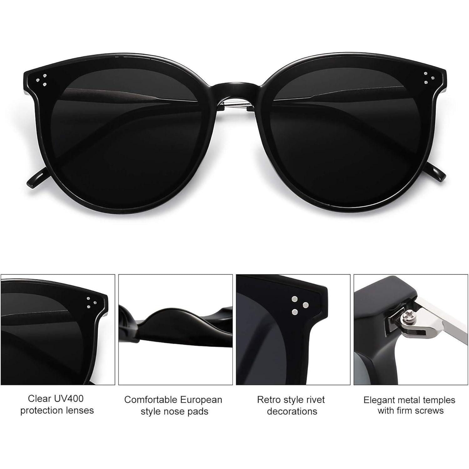 LuxusKollektion Retrosonnenbrille Sonnenbrille Damen Retro Vintage Cateye Übergroß UV400 Schwarz Grau
