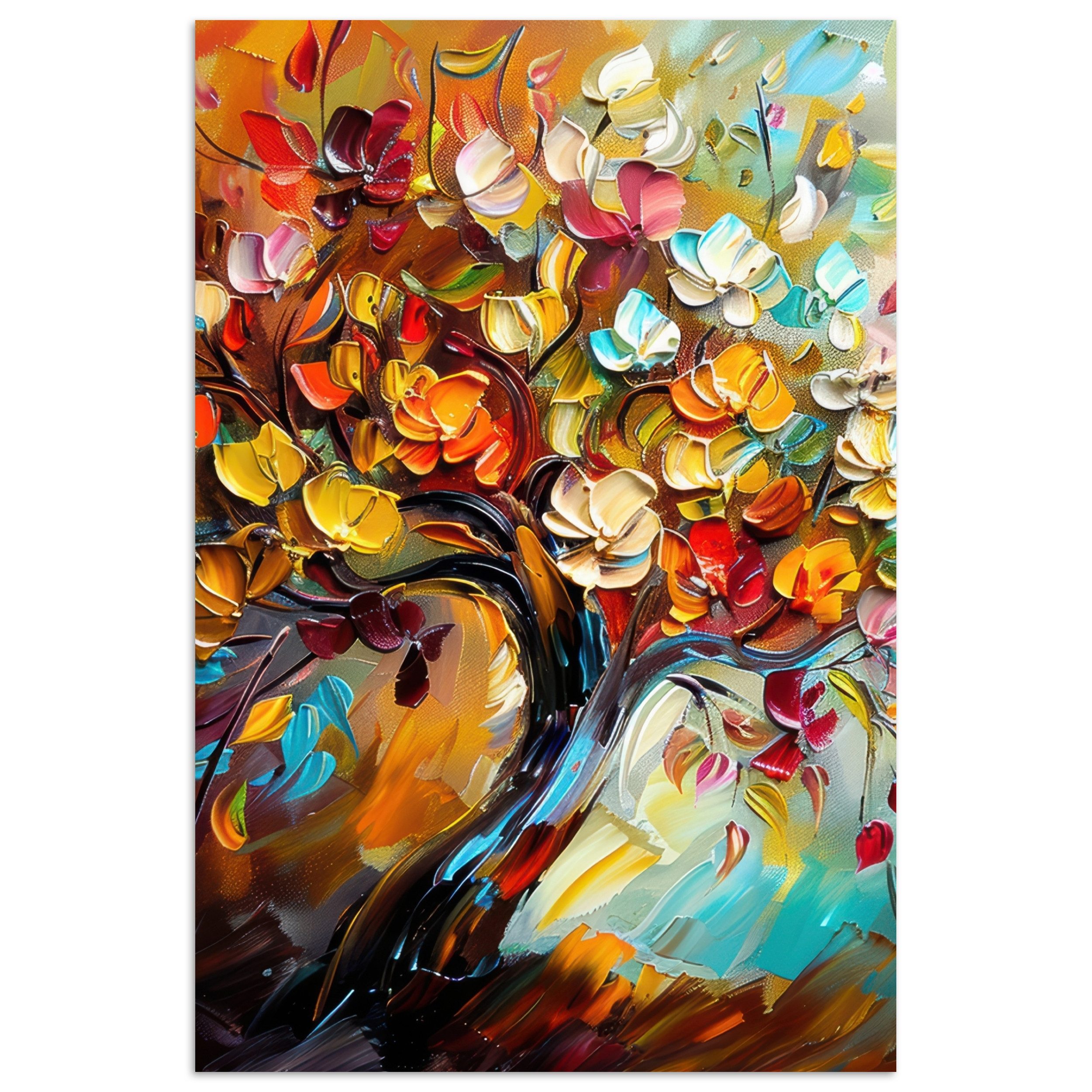 Poster Baum - Abstrakt - Bunt - Blumen