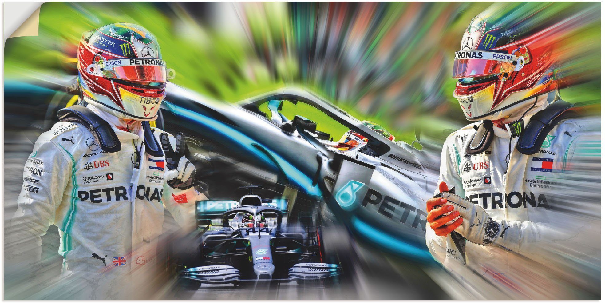 Artland Wandbild Lewis Hamilton - schnell und erfolgreich, Bilder von Berufen (1 St), als Alubild, Leinwandbild, Wandaufkleber oder Poster in versch. Größen | Poster