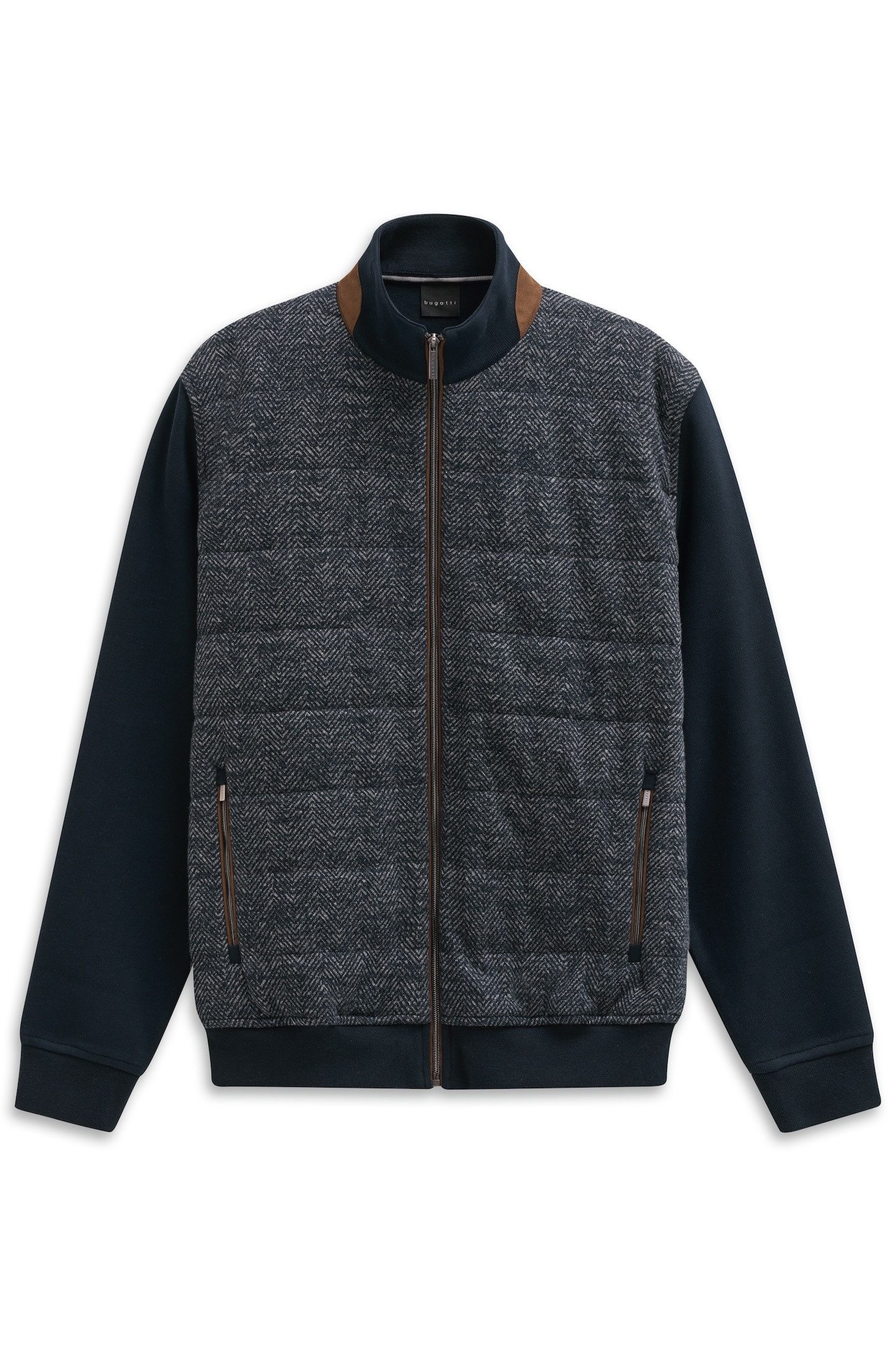 bugatti Sweatjacke Regular Fit mit Stehkragen und aus Baumwollmix