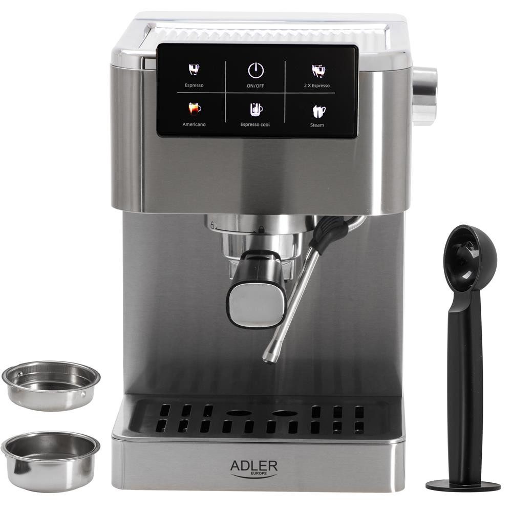 ADLER EUROPE Siebträgermaschine AD 4390, 20 Bar, Tassenwärmer, Milchaufschäumer, Thermoblock-Wasserheizsystem