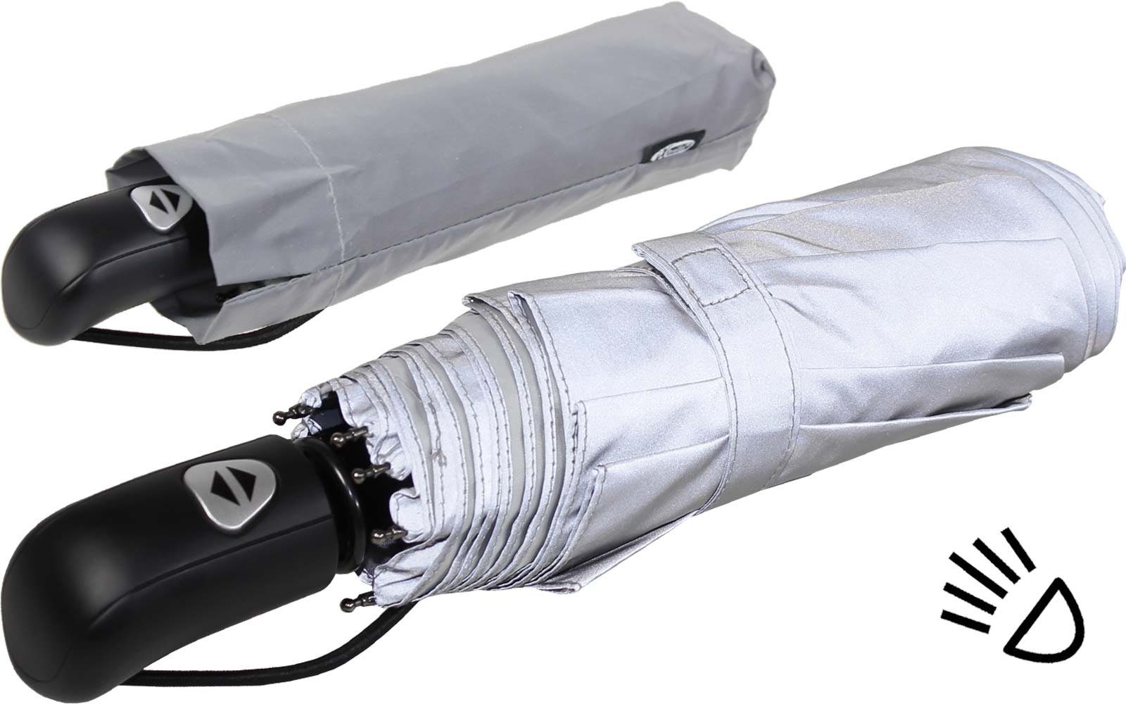 iX-brella Taschenregenschirm First Class full reflective - mit Auf-Zu-Automatik, mit vollständig reflektierendem Dach und UV-Schutz