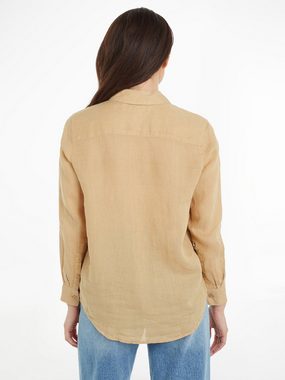 Tommy Hilfiger Hemdbluse LINEN RELAXED SHIRT LS mit Logostickerei auf der Brust